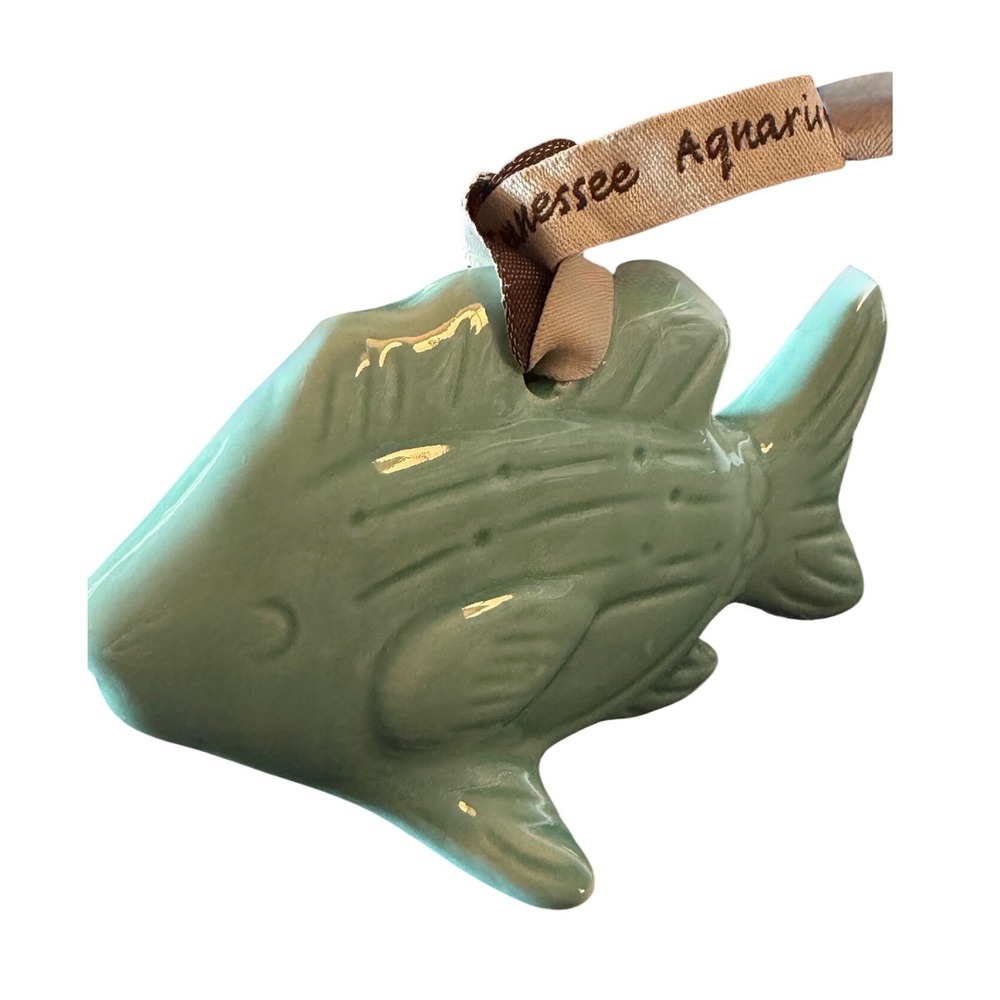 Tennessee Aquarium Fish Christmas Ornament Green Ceramic Nautical Decor New